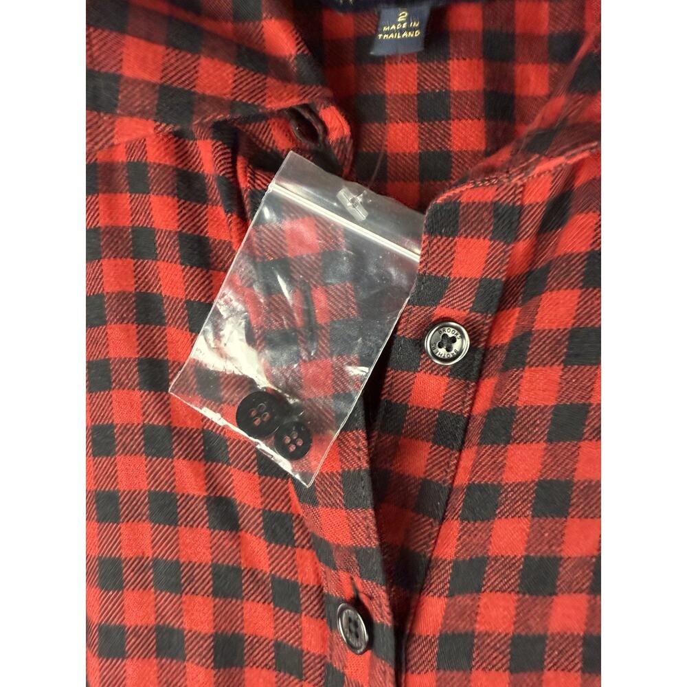Brooks Brothers Black Red Buffalo Plaid Cotton Shirt Dress Size 2 Long Sleeve - Picture 5 of 10